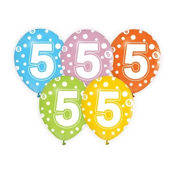 BALON Z CYFRAMI 5 12' 5SZT