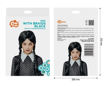 Peruka Czarne Warkocze z grzywką 'Wednesday'