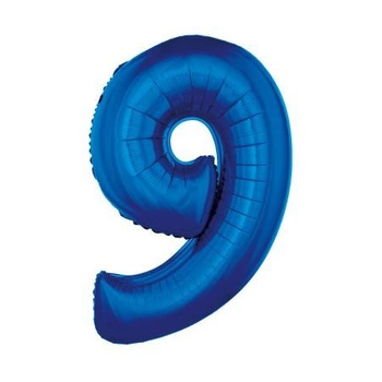 Balon foliowy Cyfra niebieska '9' - Wielkość 92cm