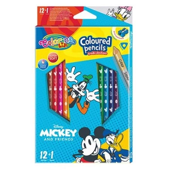 Kredki ołówkowe trójkątne 12 szt/13 kolorów Colorino Disney Mickey Mouse