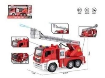 Auto straż pożarna z drabiną 1:10 światło dźwięk 31.5x12.5x16 cm open