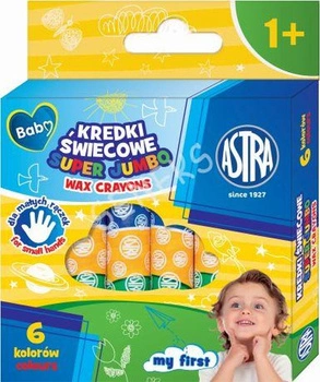 Kredki świecowe okrągłe Super Jumbo Baby 6 kolorów Astra