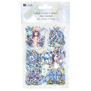 POŁYSKUJĄCE NAKLEJKI PET WRÓŻKI 6 ARKUSZY - BLUE STARDUST