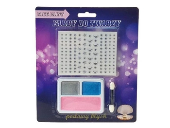 farby do malowania twarzy, perłowe, z błyszczącymi naklejkami; 20x17cm