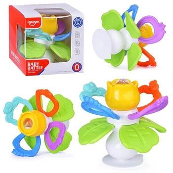 Grzechotka - gryzak kwiatek z przyssawką