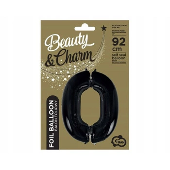 Balon foliowy Cyfra czarna '0'- Wielkość 92 cm