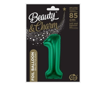 Balon foliowy Cyfra zieleń butelkowa '1'- Wielkość 85 cm
