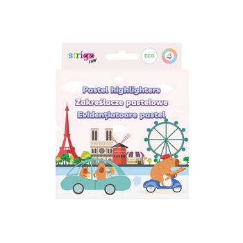 Zestaw 4 zakreślaczy STRIGO z serii Kapibara EKO – kolory pastelowe