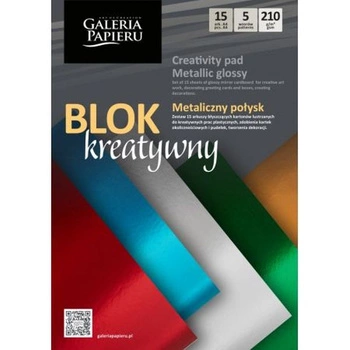 Blok A4 mix kartonów lustrzanych METALICZNY POŁYSK  15 ark./op. 210 g/