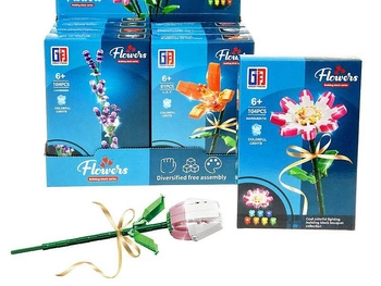 Zestaw klocków ze światlem, kwiaty, od 70 do 121 części (12,7x18,5x4cm, Box), display 8szt; 26,3x19,5x17,3cm, Box (3/616059 )