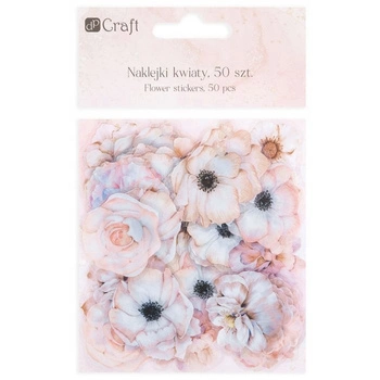 NAKLEJKI PET - PASTELOWE KWIATY, 50 SZT.