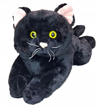 KOT pluszowy LEŻĄCY 45 CM CZARNY