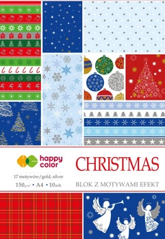 Blok CHRISTMAS z efektami, 150 g/m2, A4, 10 ark, 17 motywów, Happy Color