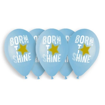 Balony Premium Hel Born to Shine (niebieskie), 13'/ 5 szt.