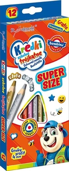 Kredki szkolne trójkątne SUPER SIZE, 12 kolorów Bambino