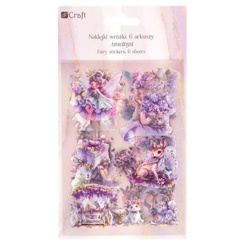 POŁYSKUJĄCE NAKLEJKI PET WRÓŻKI 6 ARKUSZY - AMETHYST