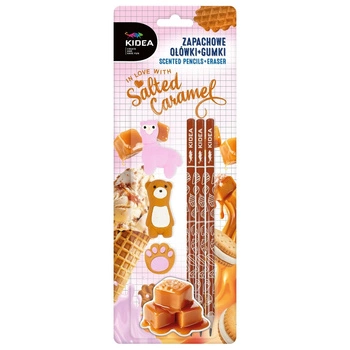 Kidea Zapachowe ołówki +gumki, Słony Karmel  
