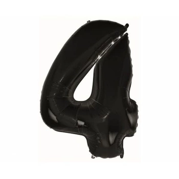 Balon foliowy Cyfra czarna '4'- Wielkość 92 cm
