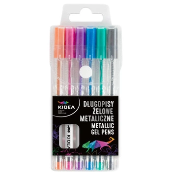 DŁUGOPISY ŻELOWE METALICZNE A 6 KOLORÓW KIDEA