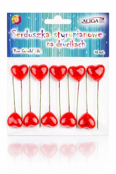 Serduszka styropianowe na drucikach SED-4672 rozm. 2,5cm, dł. 9cm