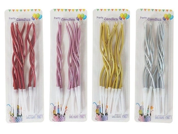 Świeczki urodzinowe zakręcone, mix kolorów