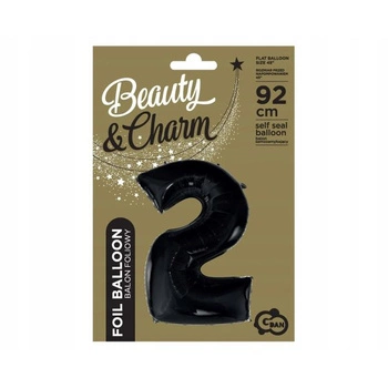 Balon foliowy Cyfra czarna '2'- Wielkość 92 cm