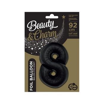 Balon foliowy Cyfra czarna '8'- Wielkość 92 cm