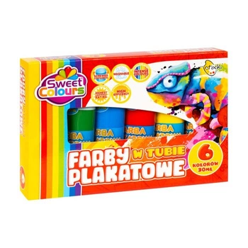 Farby plakatowe 6 kolorów w tubkach 30ml Sweet Colours