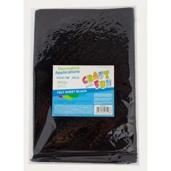 OZDOBA DEKORACYJNA FILC ARKUSZ 20X30/5SZT CZARNY