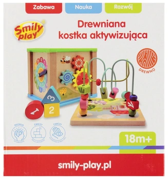 Kostka edukacyjna drewniana 5w1 akcesoria 20x19x18 SMILY PLAY SP84944 AN