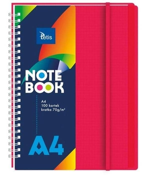 Kołonotatnik A4,okł.PP, czerwony 70g/m2,100ark. Tetis