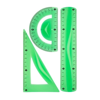 Zestaw geometryczny kreślarski giętki, zielony, Tetis