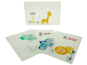 Teczka A4, plastikowa, zapinana nitem, wzór zwierzęta