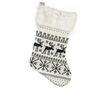 STAI Skarpeta świąteczna, biała, w renifery, 41x22 cm