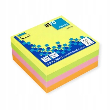 INFO Notes tęczowy kostka biurowa neon 75mm x 75mm 100k