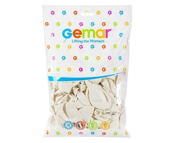 Balony GM90 metalizowane 10' 26cm - perłowo-białe 029/ 100 szt.