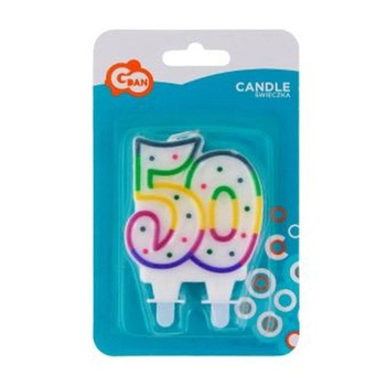 Świeczka na tort liczba 50 kropeczki Godan