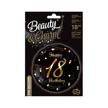 Balon Folia Czarny 18 Happy Birthday