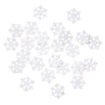 ŚNIEŻYNKI Z BROKATEM 2,4CM 24SZT  białe