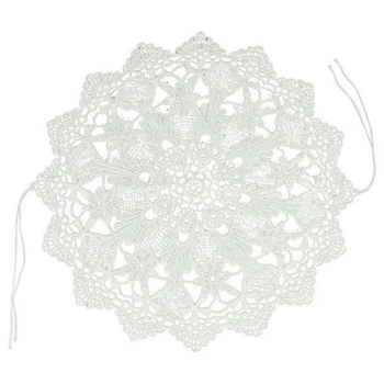 Ażurowa serweta na koszyczek (okrągła) - z tasiemkami do wiązania wzór