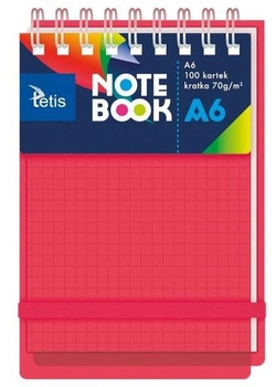 Kołonotatnik A6,okł.PP, czerwony 70g/m2,100ark. Tetis
