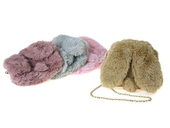 torebka pluszowa królik, 23x20x10cm, z długimi uszami 18cm, pasek łańcuszek