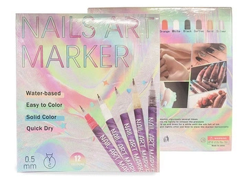 zestaw 12 flamastrów do malowania paznokci, zmywalne wodą, 14x14x2cm; PVC (3/620384 )