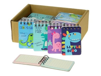 notesik w dinozaury, skoroszyt 10,5x7cm,