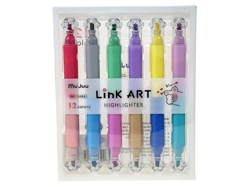 Zestaw 12 flamastrów dwustronnych; PVC