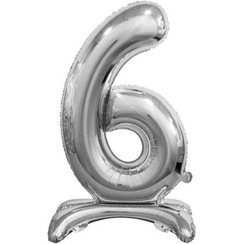 Balon foliowy Cyfra stojąca srebrna '6'- Wielkość 74 cm