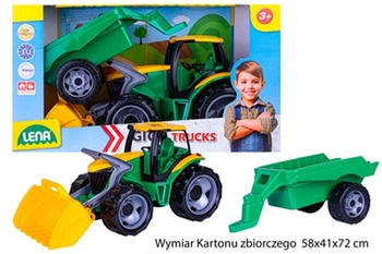 TRAKTOR SPYCH LENA Z PRZYCZEPĄ ZIELONO-ŻÓŁTY KARTON 70X28X35 CM PAK 2  