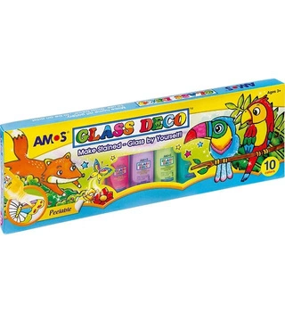Farby witrażowe AMOS GD22P10 – 22 ml x 10 kolorów AMOS