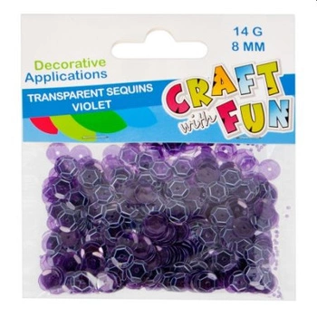 CEKINY TRANSPARENT GUZIK 8MM FIOLET