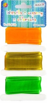 Wstążka z organzy z oblamówką WSO-1065  25mmX2m 3 kolory mix wzorów